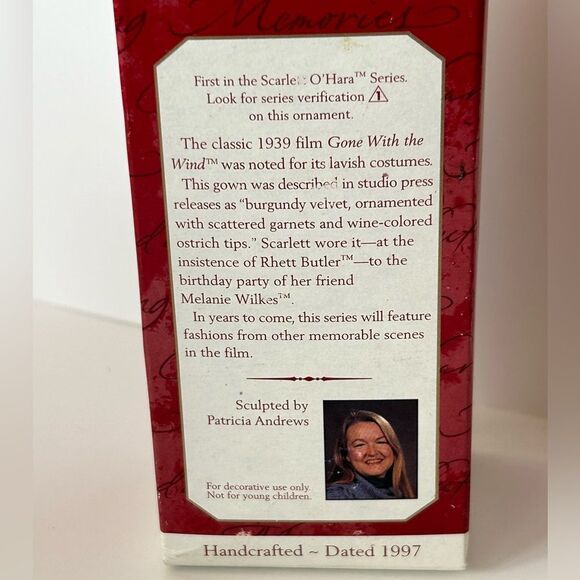 Hallmark Gone with the Wind Scarlett O'Hara Ornament vintage 1997 New - Picture 3 of 5